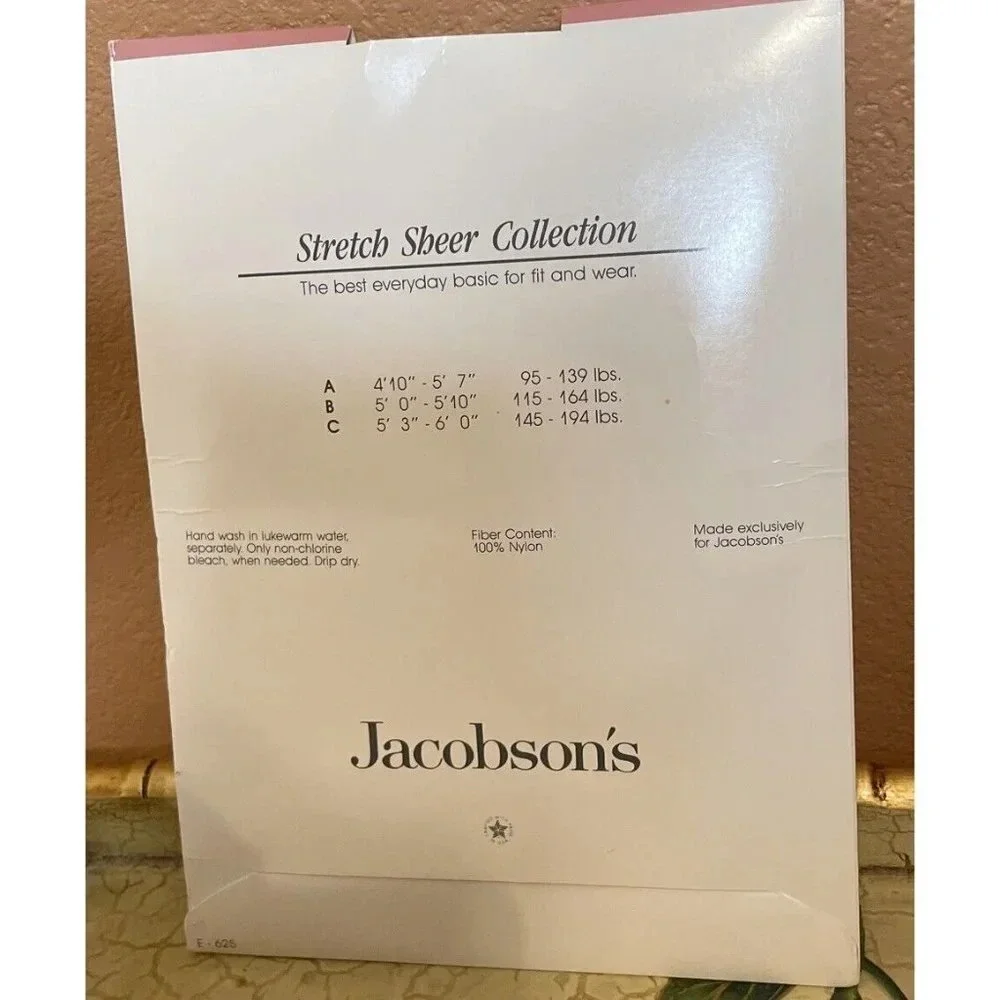 Jacobson's Women Size B Pantyhose Gunmetal Stretch Sheer Sandaltoe Tights‎ NEW